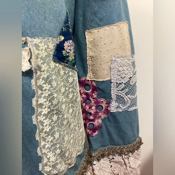 Upcycled Patchwork Bloomers One Size S-L Reworked Boho Hippie Frayed OOAK Unique - Picture 8 of 16